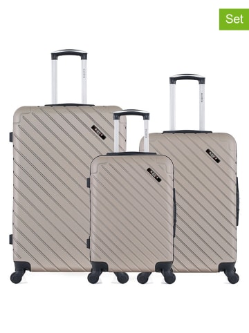 BlueStar 3-delige hardcase-trolleyset "Cite" taupe