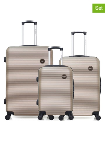 BlueStar 3-delige hardcase-trolleyset "London" taupe