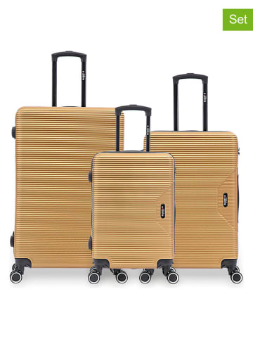 BlueStar 3-delige hardcase-trolleyset "Wagram" goudkleurig
