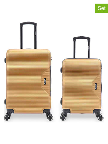 BlueStar 2-delige hardcase-trolleyset "Wagram" goudkleurig