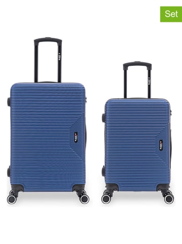 BlueStar 2-delige hardcase-trolleyset "Wagram" blauw
