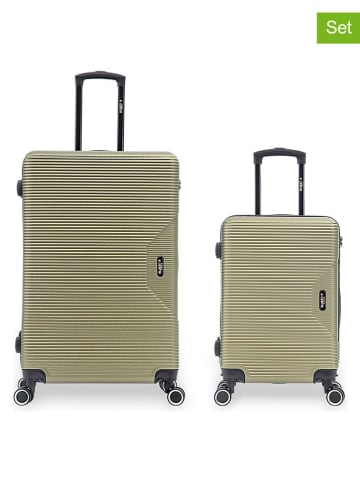 BlueStar 2tlg. Hardcase-Trolleyset "Wagram" in Grün