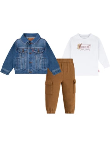 Levi's Kids 3-delige outfit blauw/lichtbruin/wit