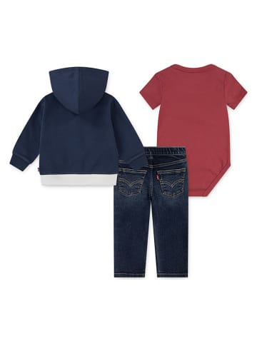 Levi's Kids 3tlg. Outfit in Rot/ Dunkelblau