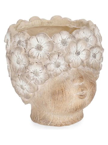 Bizzotto Blumentopf "Blossy Face" in Beige - (H)21,5 x Ø 22 cm