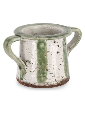 Bizzotto Blumentopf "Daruma" in Weiß/ Grün - (H)12,5 cm