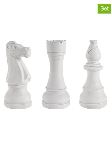 Bizzotto 3er-Set: Dekoobjekte "Chess" in Weiß - (H)36 cm