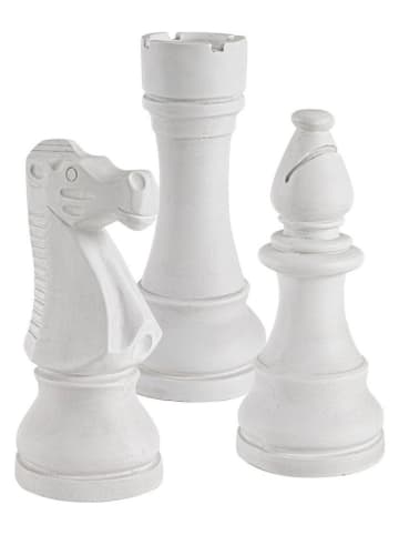 Bizzotto 3er-Set: Dekoobjekte "Chess" in Weiß - (H)36 cm