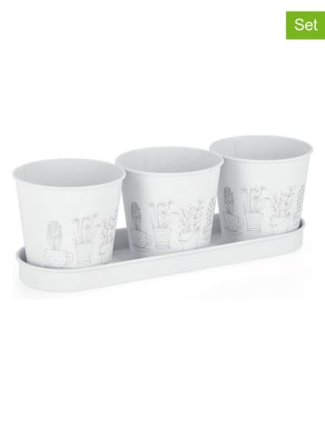 Bizzotto 4-delige set: bloempotten "Botany" wit