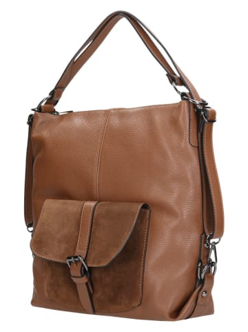 Wojas Leder-Schultertasche in Beige - (B)35 x (H)35 x (T)11 cm