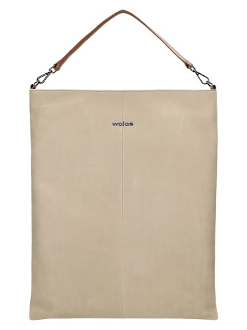Wojas Skórzana torebka w kolorze beżowym - 35 x 42 x 4 cm