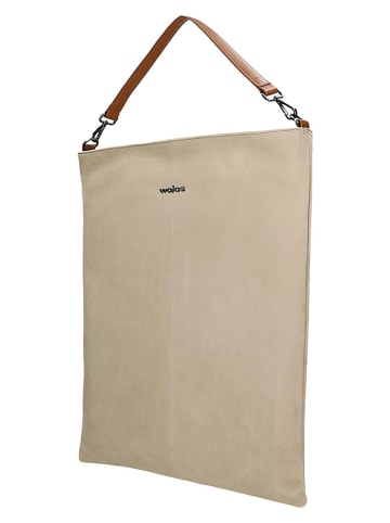 Wojas Skórzana torebka w kolorze beżowym - 35 x 42 x 4 cm