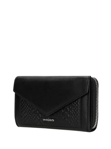 Wojas Leder-Geldbörse in Schwarz - (B)16 x (H)9,5 x (T)3 cm