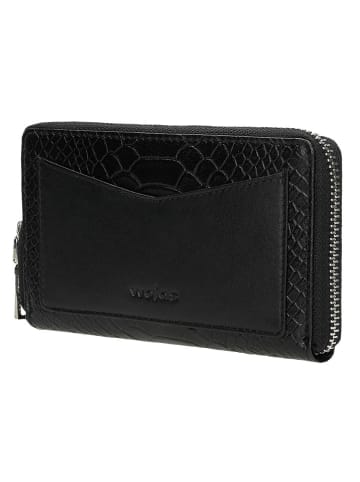 Wojas Leder-Geldbörse in Schwarz - (B)15 x (H)9 x (T)2 cm