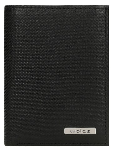 Wojas Leder-Geldbörse in Schwarz - (B)8,3 x (H)11 x (T)2 cm
