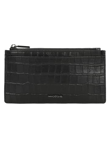 Wojas Leder-Geldbörse in Schwarz - (B)17 x (H)9 cm