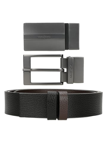 Wojas Leder-Gürtel in Schwarz/ Braun