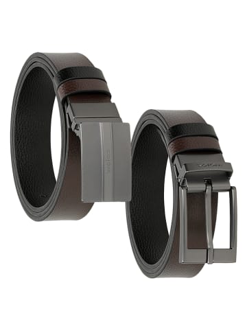 Wojas Skórzany pasek w kolorze czarno-brązowym