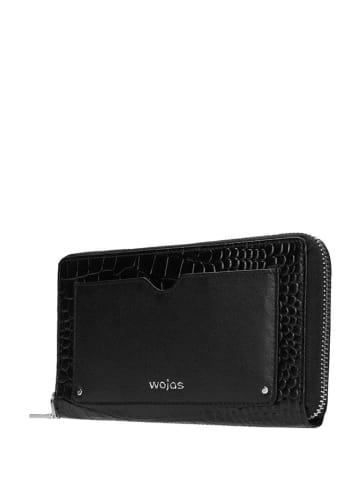 Wojas Leder-Geldbörse in Schwarz - (B)19 x (H)10,5 x (T)2 cm