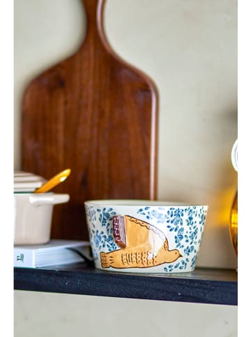 Bloomingville Kom "Hezha" blauw/crème - Ø 13 cm