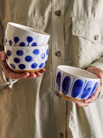 Creative Collection 3-delige set: kommen ''Linora'' wit/blauw - Ø 12,5 cm