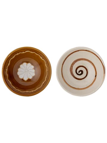 Bloomingville 2-delige set: kommen "Heikki" bruin/wit - Ø 12 cm