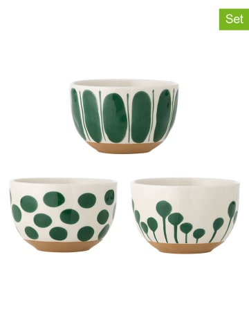 Creative Collection 3-delige set: kommen ''Linora'' wit/groen - Ø 12,5 cm