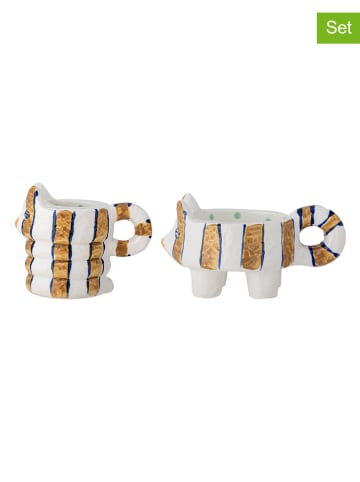 Bloomingville Świeczniki (2 szt.) "Caty" w kolorze biało-jasnobrązowym