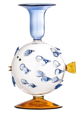 Bloomingville Kerzenhalter ''Phila'' in Weiß/ Blau - (H)17 x Ø 11 cm