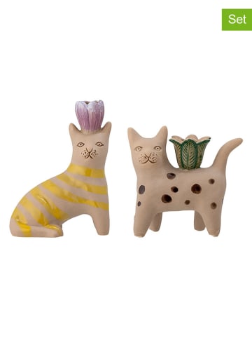 Bloomingville 2er-Set: Kerzenhalter ''Mamie'' in Beige/ Braun