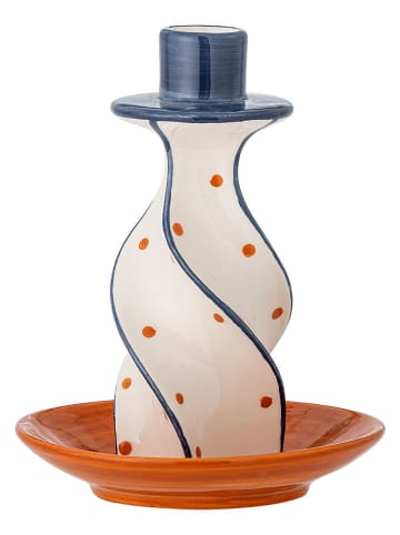 Bloomingville Kerzenhalter ''Kairi'' in Weiß/ Blau/ Hellbraun - (H)15,5 x Ø 12,5 cm