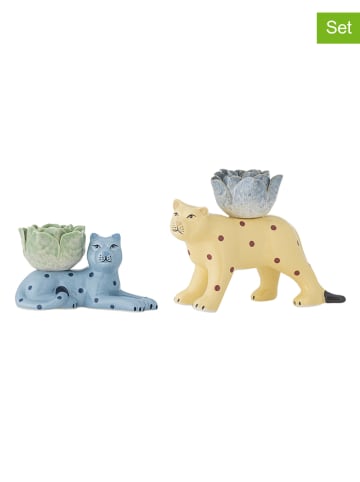 Bloomingville 2er-Set: Kerzenständer ''Rory'' in Hellblau/ Gelb