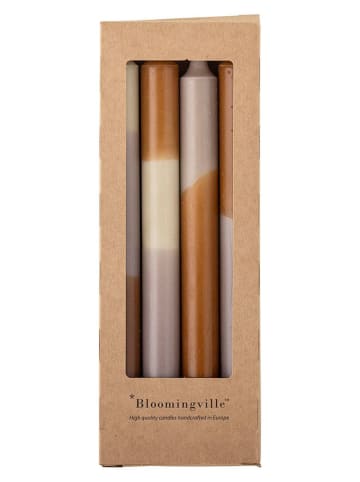 Bloomingville 4er-Set: Stabkerzen ''Dip Dye'' in Hellbraun/ Lila - 4x 75 g