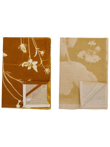 Bloomingville Ściereczki (2 szt.) w kolorze żółto-brązowym do naczyń - 70 x 45 cm