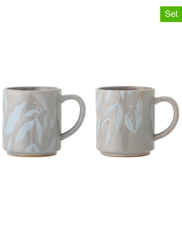 Bloomingville 2er-Set: Tassen "Auror" in Grau - (H)9,5 x  Ø 8 cm