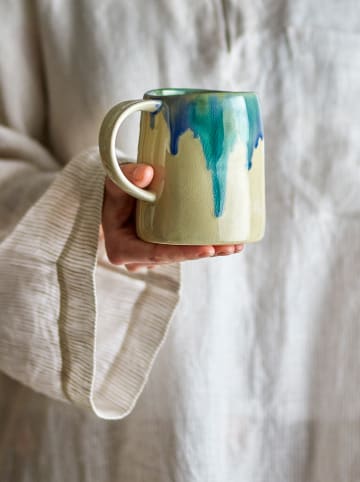 Bloomingville Kop ''Yori'' crème/turquoise - 450 ml