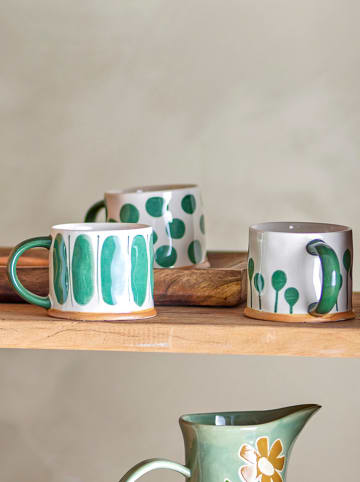 Bloomingville 3er-Set: Tassen "Linora" in Grün - (H)8,5 x Ø 11 cm