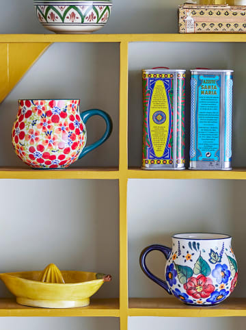 Bloomingville 2er-Set: Tassen "Florist" in Bunt - (H)8,5 x  Ø 9 cm