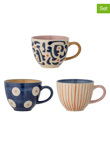 Bloomingville Kubki (3 szt.) "Eviaya" w kolorze niebiesko-beżowo-pomarańczowym - 290 ml