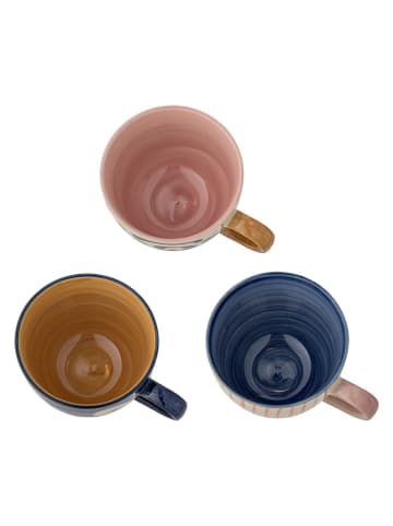 Bloomingville Kubki (3 szt.) "Eviaya" w kolorze niebiesko-beżowo-pomarańczowym - 290 ml