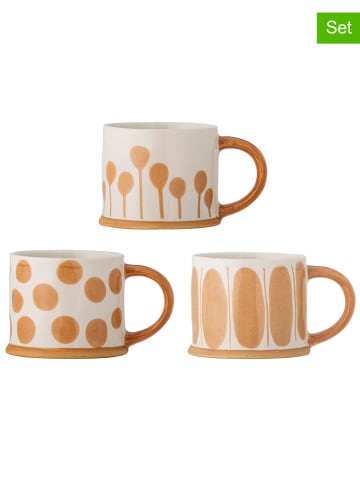 Bloomingville 3-delige set: koppen "Linora" lichtbruin - (H)8,5 x  Ø 11 cm