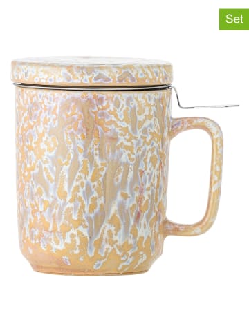 Bloomingville 3-częściowy zestaw "Yuma" w kolorze beżowo-białym do herbaty - 250 ml