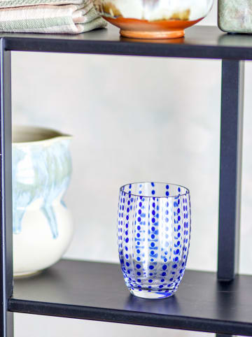 Bloomingville 4-delige set: drinkglazen "Brinley" transparant/blauw - 350 ml