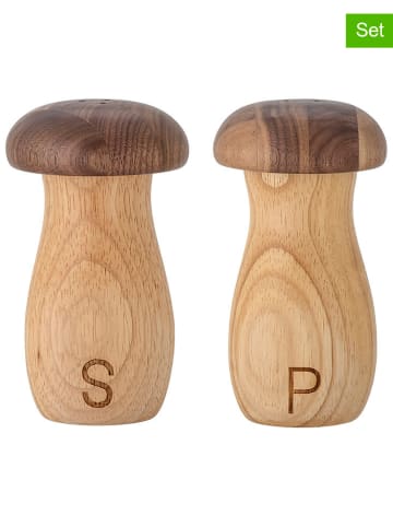 Bloomingville 2-delige set: zout- & peperstrooier bruin - (H)12 x  Ø 6,5 cm