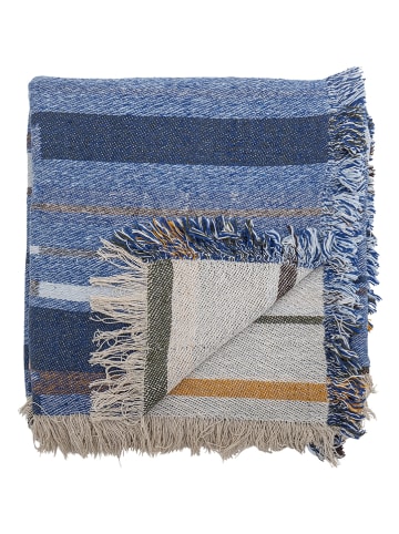 Bloomingville Wohndecke ''Toscana'' in Blau/ Creme - (L)160 x (B)130 cm