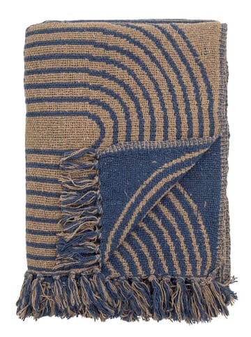 Bloomingville Plaid "Tiffanie" blauw/bruin - (L)160 x (B)130 cm