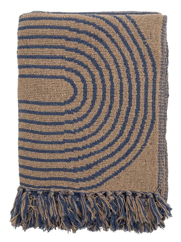 Bloomingville Plaid "Tiffanie" blauw/bruin - (L)160 x (B)130 cm