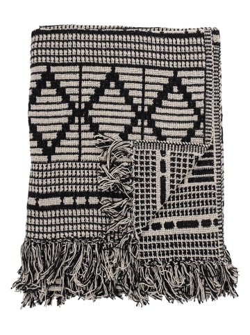 Bloomingville Wohndecke ''Gutte'' in Creme/ Schwarz - (L)160 x (B)130 cm