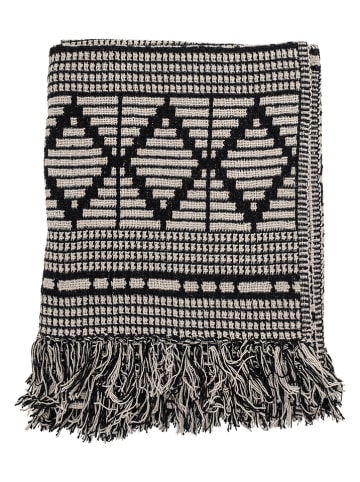 Bloomingville Wohndecke ''Gutte'' in Creme/ Schwarz - (L)160 x (B)130 cm