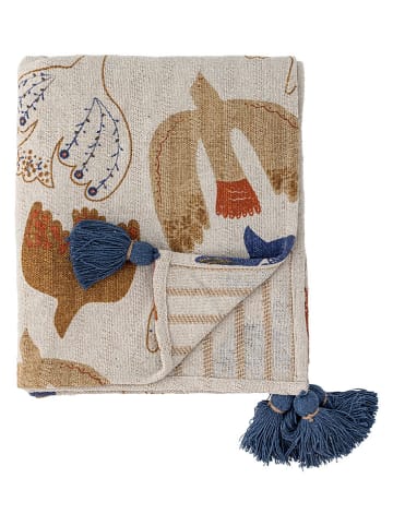 Bloomingville Woondeken ''Anniversary'' crème/beige/blauw - (L)160 x (B)130 cm
